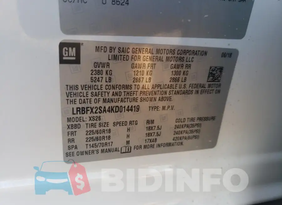 LRBFX2SA4KD014419 Photo# 13