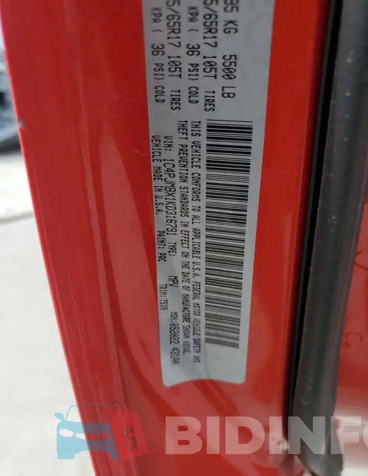 1C4PJMBX1KD316791 Photo# 13