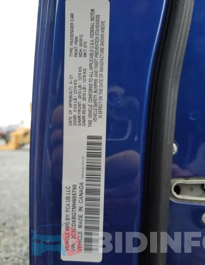 2C3CDXBG7MH605790 Photo# 12