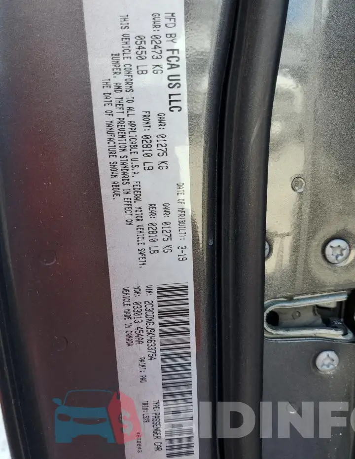 2C3CDXGJ9KH633754 Photo# 12
