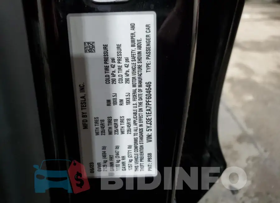 5YJ3E1EA7PF604646 Photo# 13