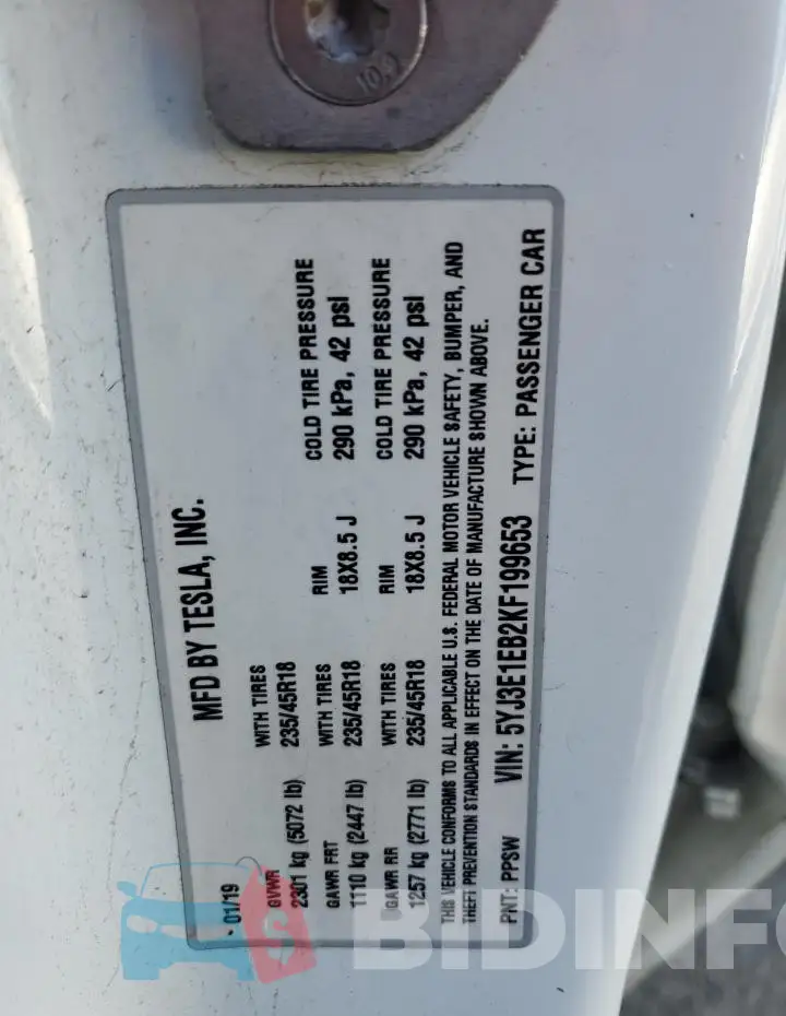 5YJ3E1EB2KF199653 Photo# 12