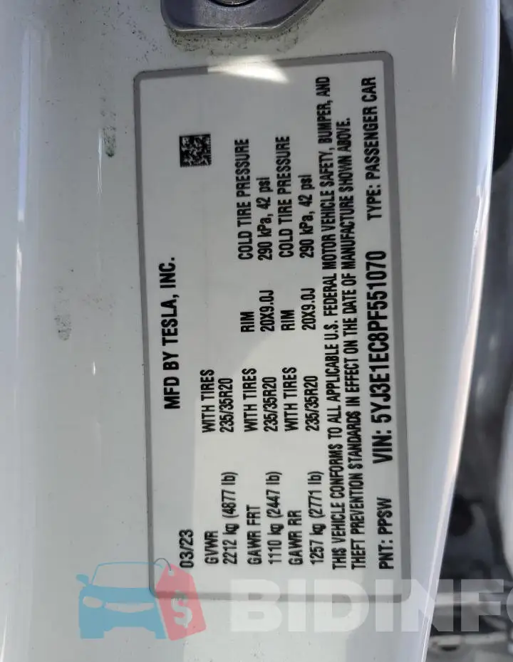 5YJ3E1EC8PF551070 Photo# 12