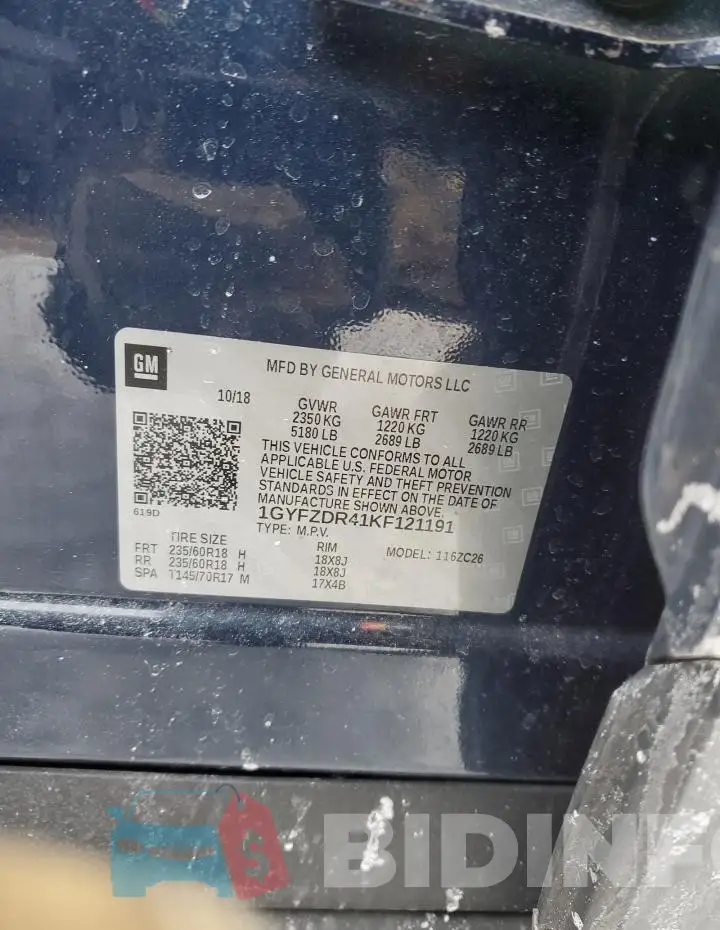 1GYFZDR41KF121191 Photo# 12