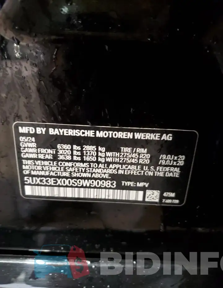 5UX33EX00S9W90983 Photo# 13