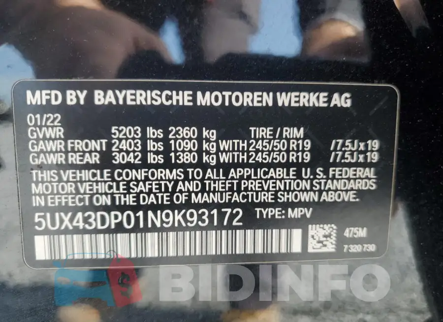 5UX43DP01N9K93172 Photo# 13
