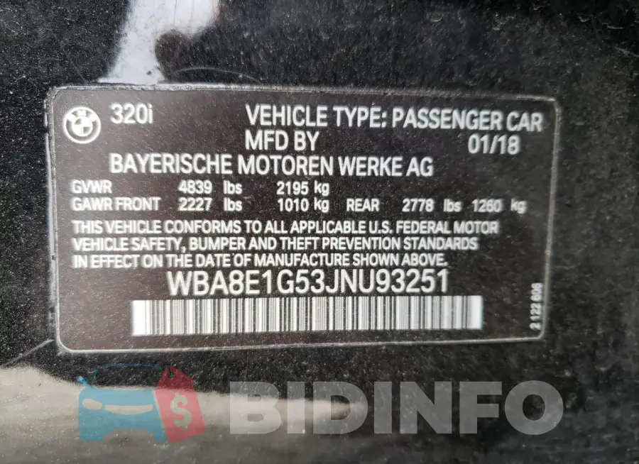 WBA8E1G53JNU93251 Photo# 12