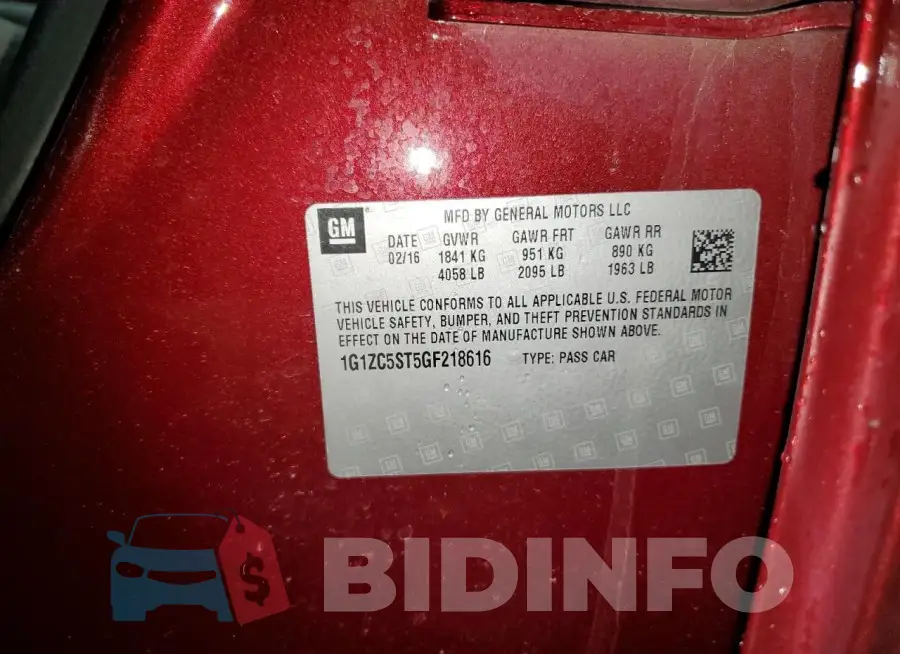 1G1ZC5ST5GF218616 Photo# 13