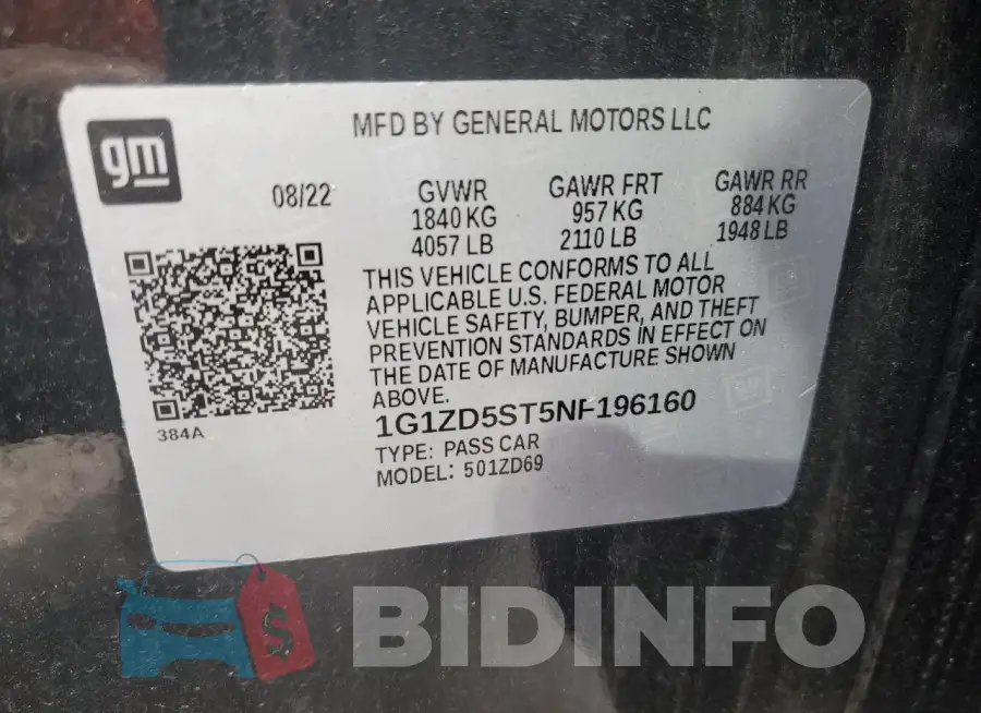 1G1ZD5ST5NF196160 Photo# 12