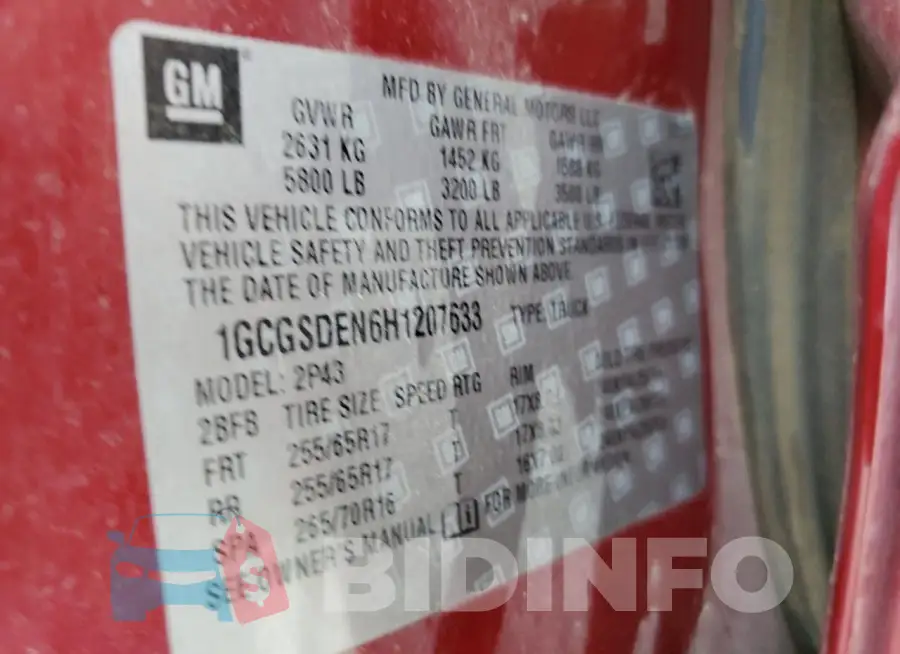 1GCGSDEN6H1207633 Photo# 12