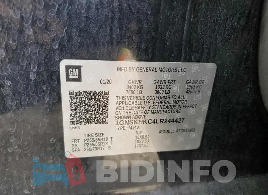 1GNSKHKC4LR244427 Photo# 13