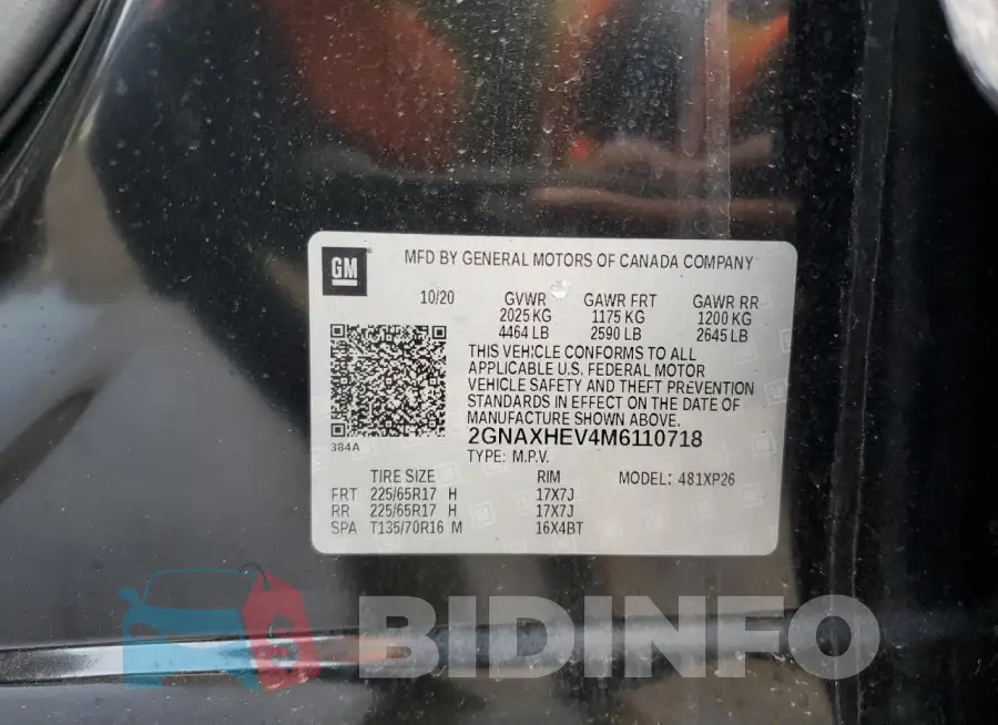 2GNAXHEV4M6110718 Photo# 13