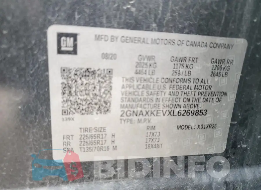2GNAXKEVXL6269853 Photo# 14