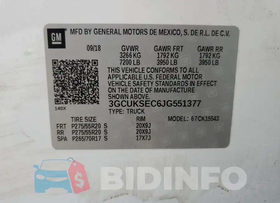 3GCUKSEC6JG551377 Photo# 13