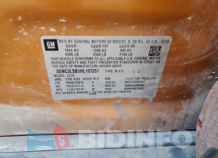 3GNCJLSB3HL187251 Photo# 13