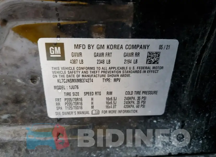 KL7CJNSMXMB374274 Photo# 12
