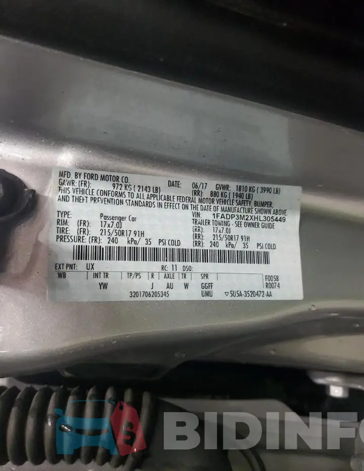 1FADP3M2XHL305449 Photo# 13