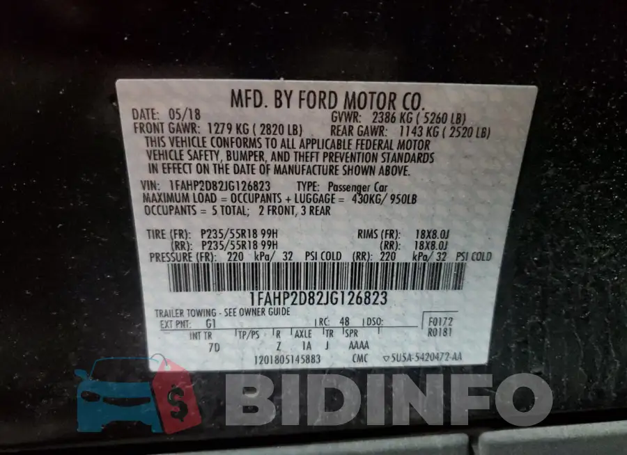 1FAHP2D82JG126823 Photo# 13