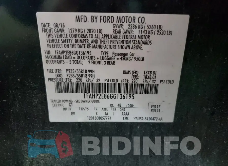 1FAHP2E86GG136195 Photo# 12
