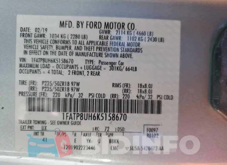 1FATP8UH6K5158670 Photo# 12