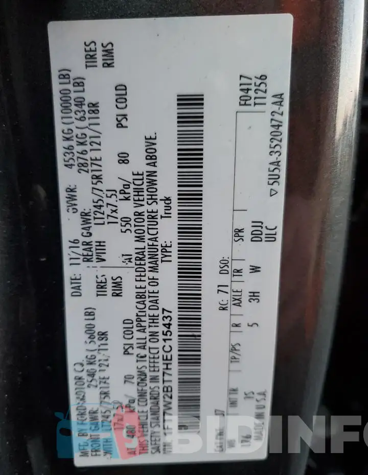 1FT7W2BT7HEC15437 Photo# 12