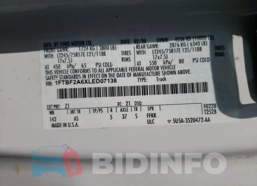1FTBF2A6XLED07138 Photo# 12