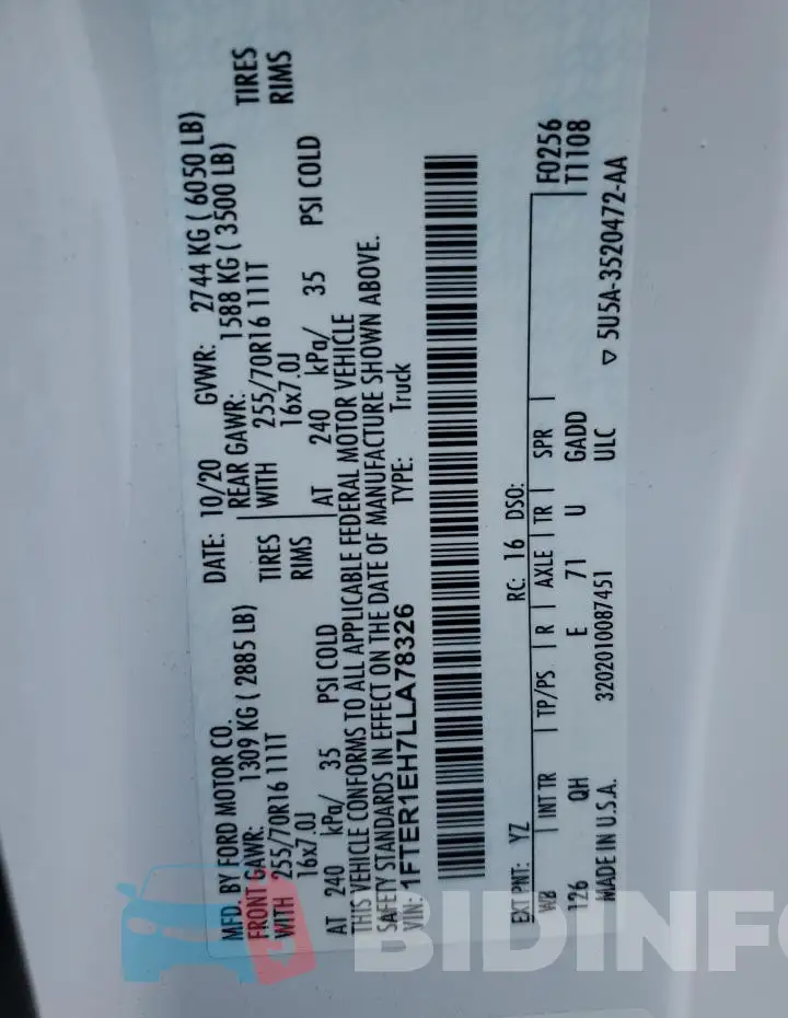 1FTER1EH7LLA78326 Photo# 13