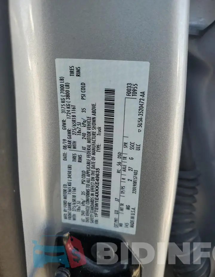 1FTEW1E4XKKE49635 Photo# 12
