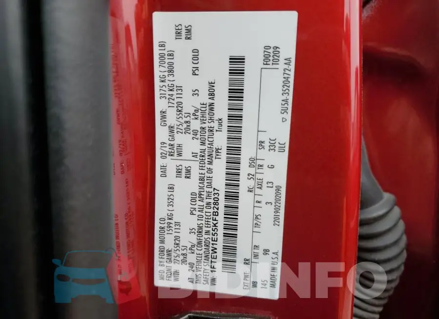 1FTEW1E55KFB28037 Photo# 13