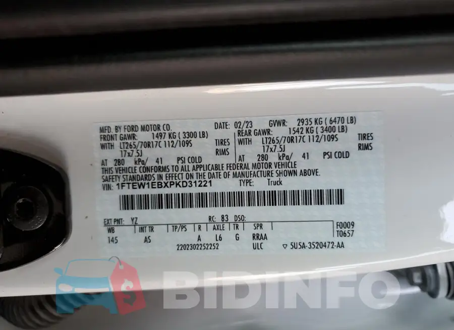 1FTEW1EBXPKD31221 Photo# 12