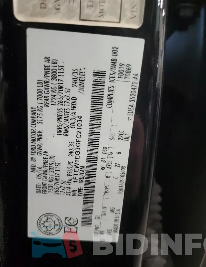 1FTEW1EG3GFC21034 Photo# 12