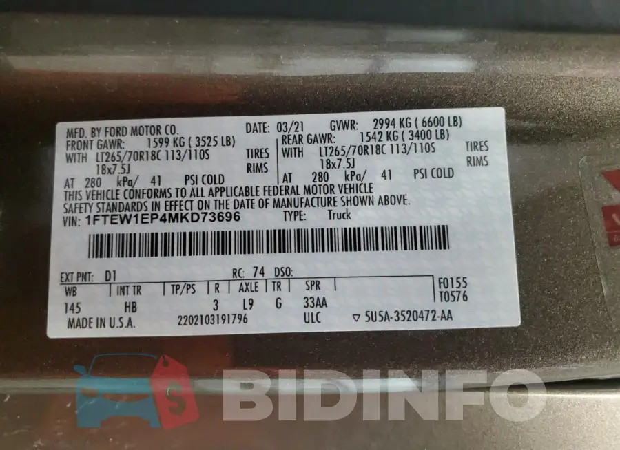 1FTEW1EP4MKD73696 Photo# 12