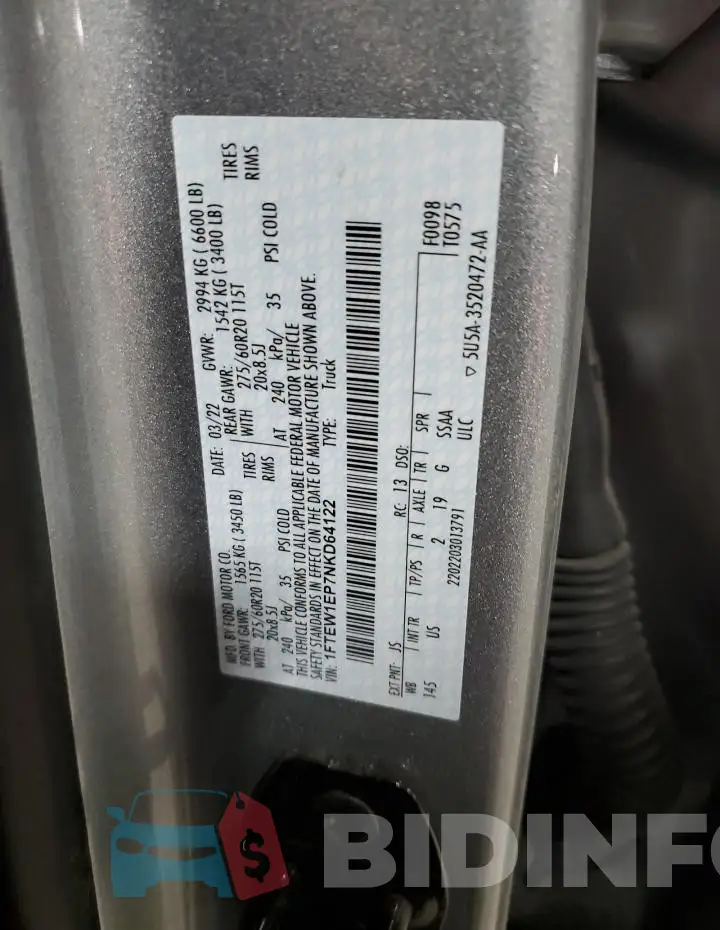 1FTEW1EP7NKD64122 Photo# 12