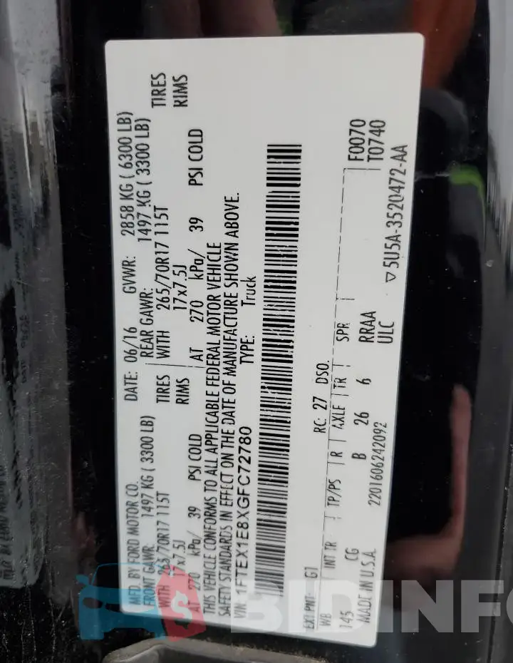 1FTEX1E8XGFC72780 Photo# 12