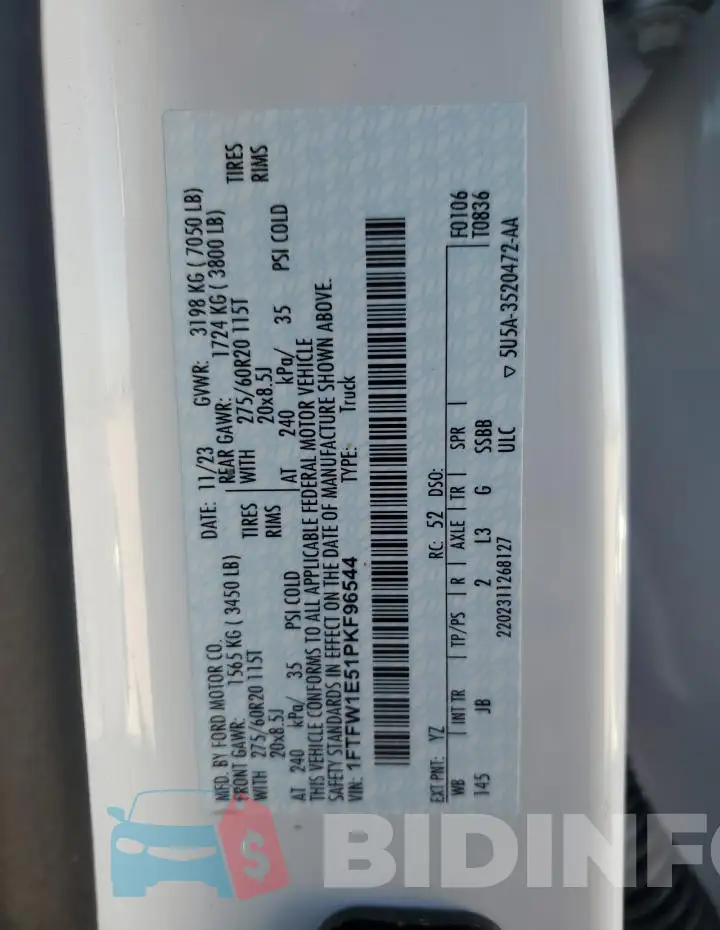 1FTFW1E51PKF96544 Photo# 13