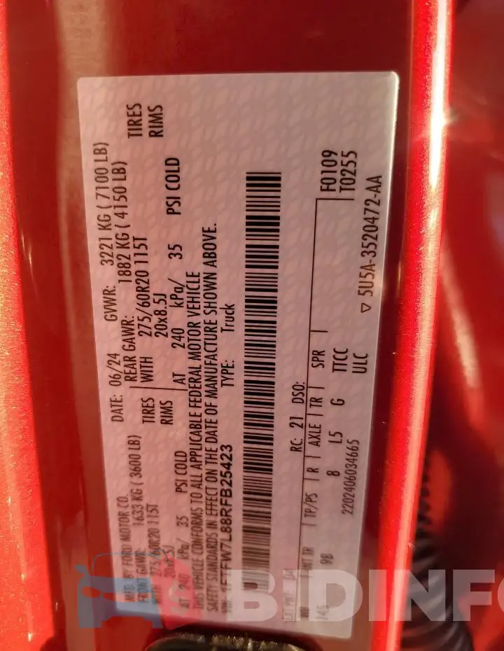1FTFW7L88RFB25423 Photo# 12