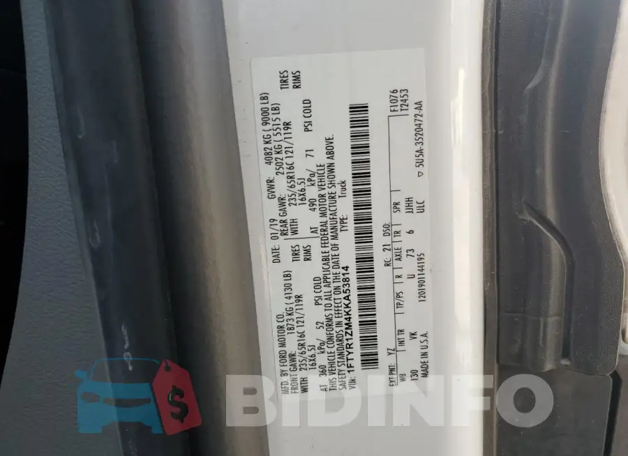 1FTYR1ZM4KKA53814 Photo# 13