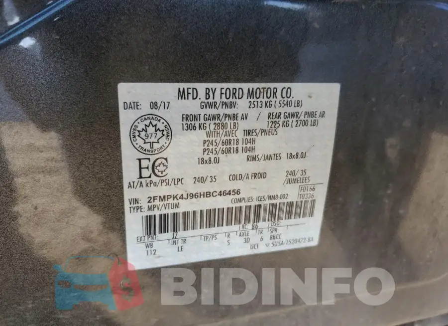2FMPK4J96HBC46456 Photo# 13