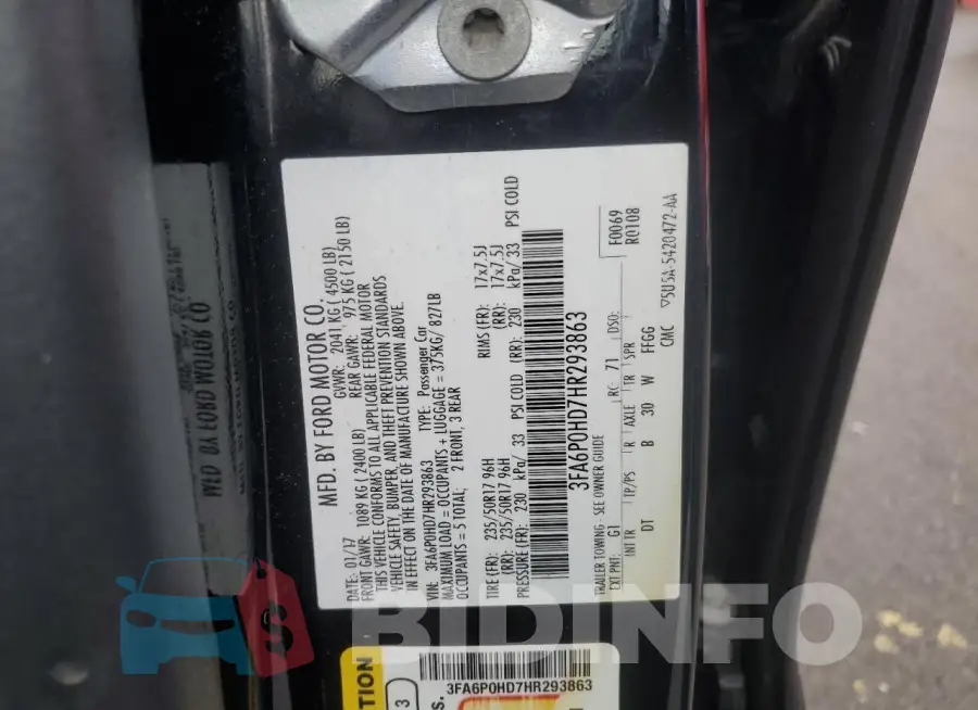 3FA6P0HD7HR293863 Photo# 13