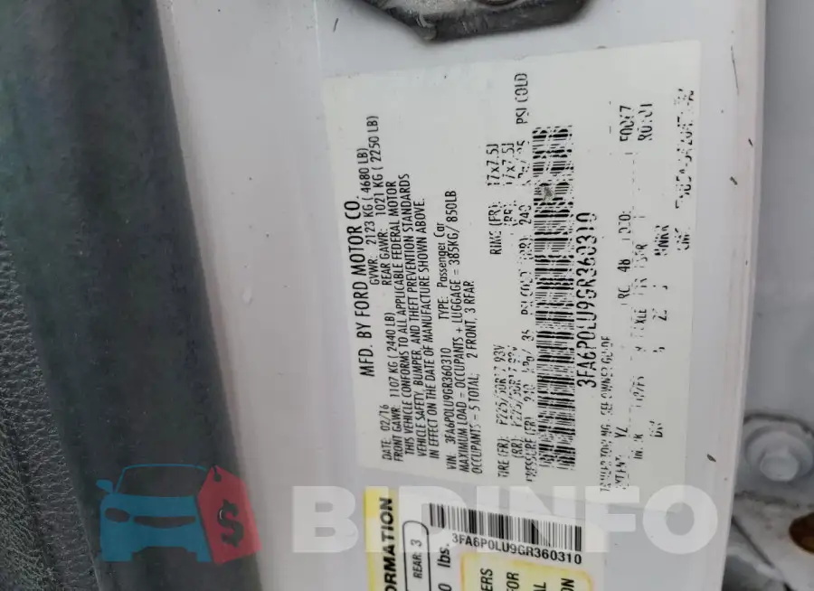 3FA6P0LU9GR360310 Photo# 12