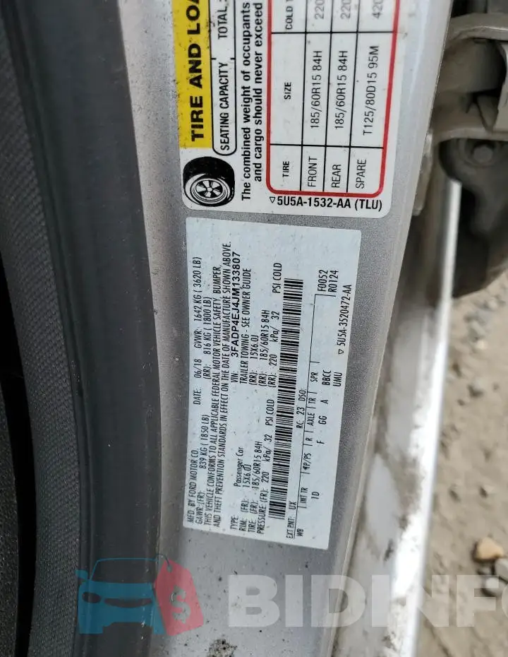3FADP4EJ4JM133807 Photo# 13
