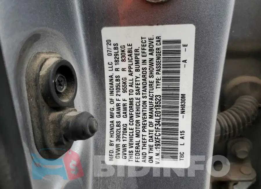 19XFC1F34LE018523 Photo# 12