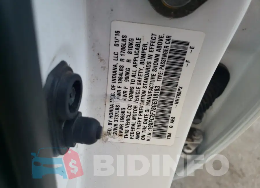 19XFC2F78GE018183 Photo# 12