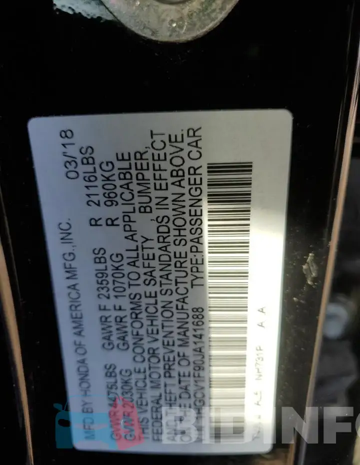 1HGCV1F90JA141688 Photo# 12