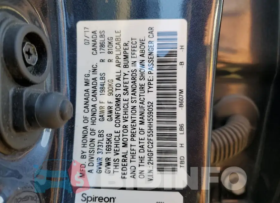 2HGFC2F55HH559052 Photo# 12