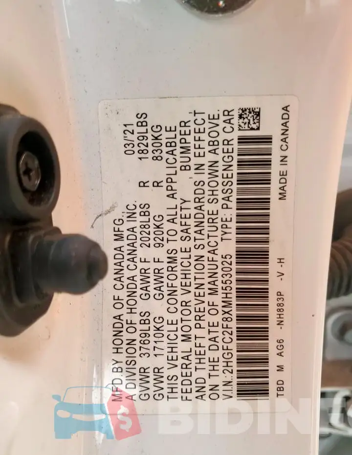 2HGFC2F8XMH553025 Photo# 12