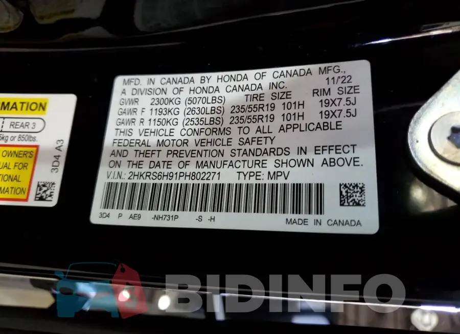 2HKRS6H91PH802271 Photo# 13