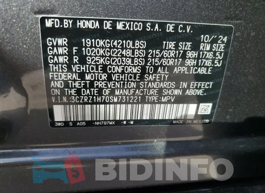 3CZRZ1H70SM731221 Photo# 13