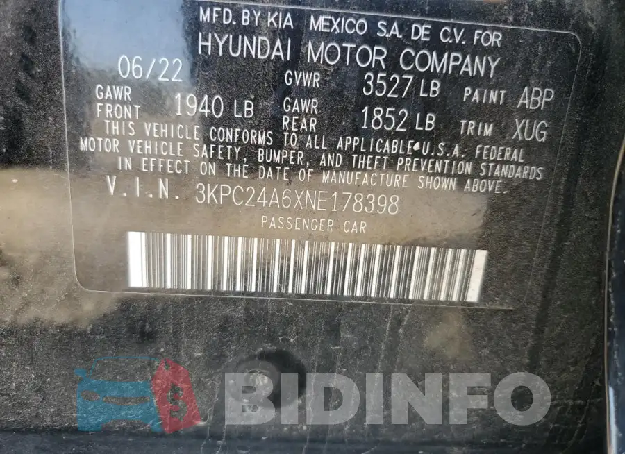 3KPC24A6XNE178398 Photo# 12