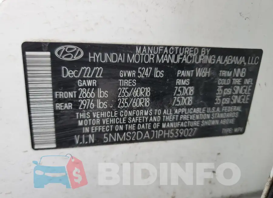 5NMS2DAJ1PH539027 Photo# 14